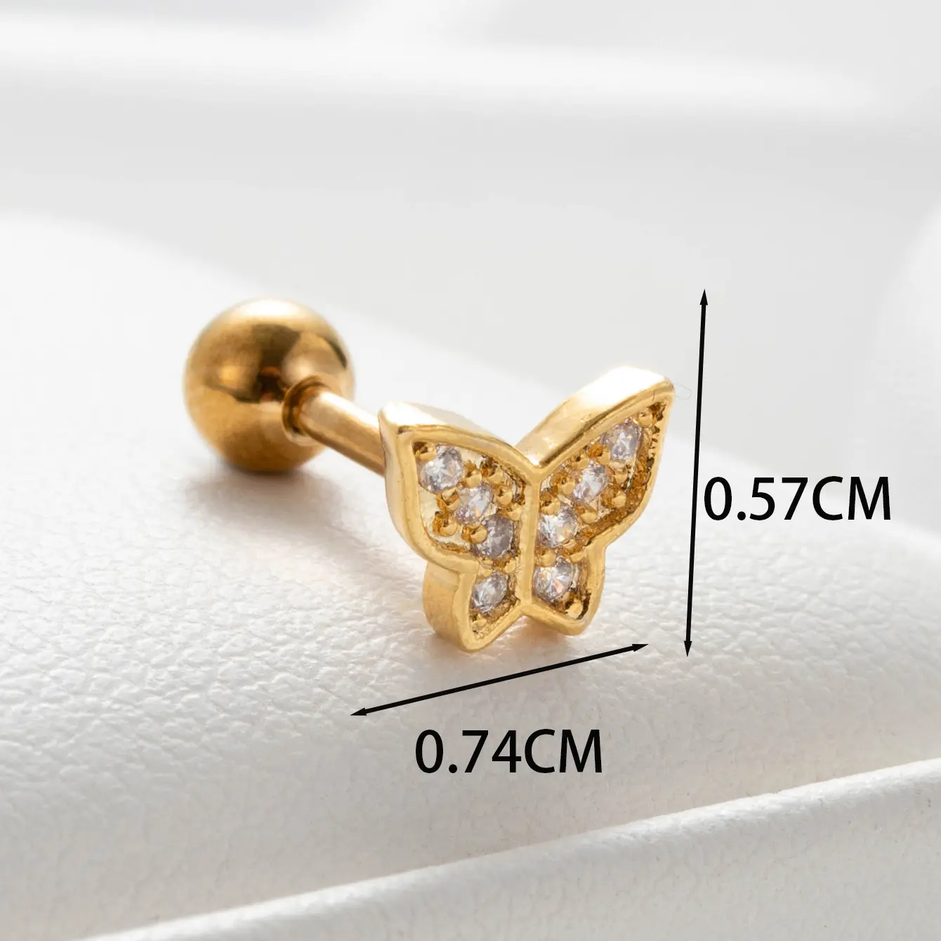 1 Piece Simple Series Classic Butterfly Copper 18K Gold Plated Zircon Women's Stud Earrings 